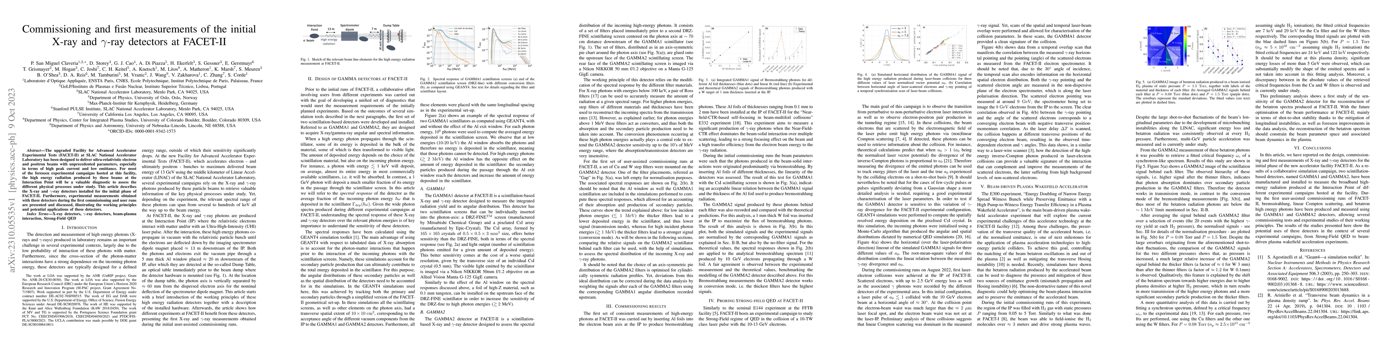 Thumbnail for Commissioning and first measurements of the initial X-ray and
  {\gamma}-ray detectors at FACET-II