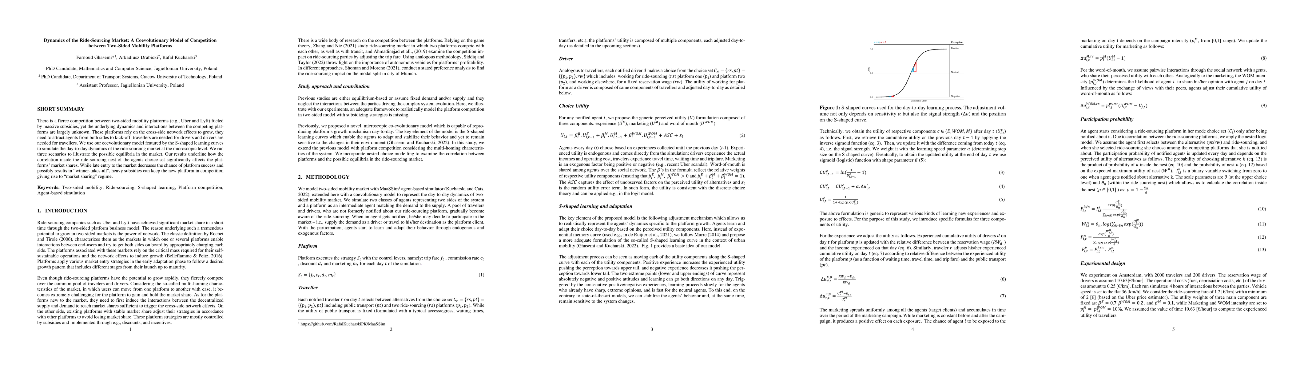 Thumbnail for Dynamics of the Ride-Sourcing Market: A Coevolutionary Model of
  Competition between Two-Sided Mobility Platforms