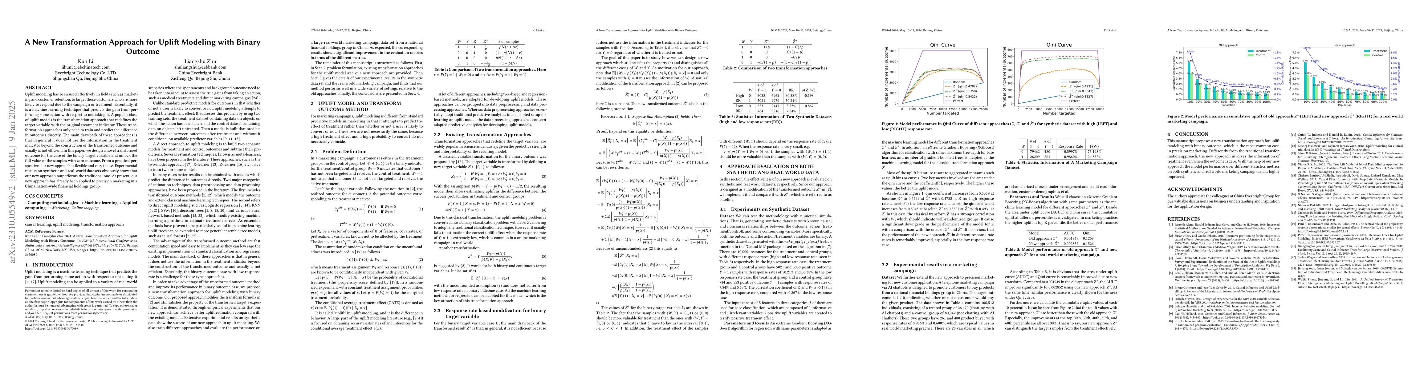 Thumbnail for A New Transformation Approach for Uplift Modeling with Binary Outcome
