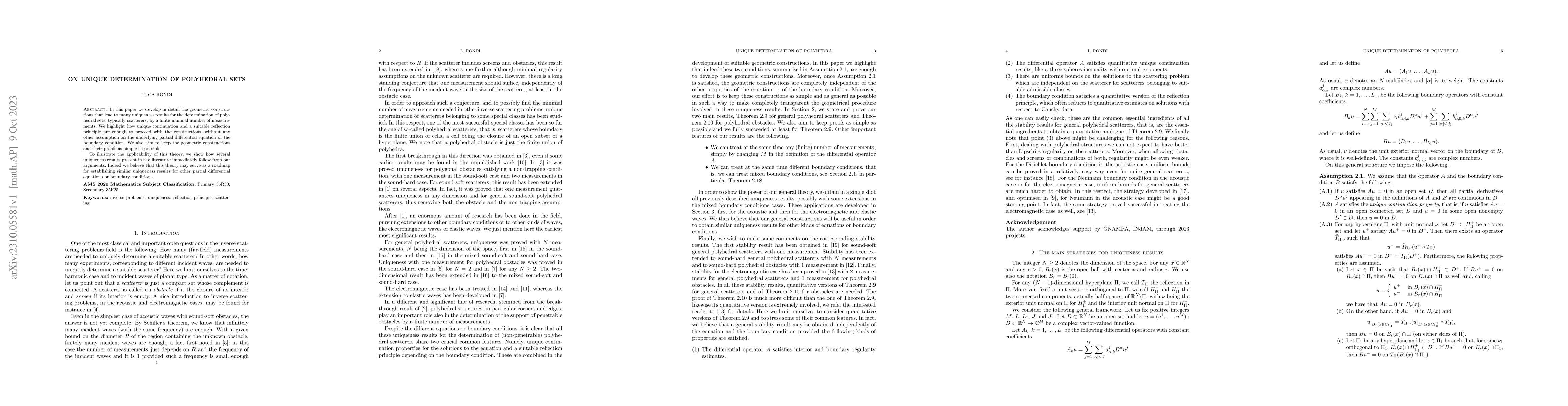 Thumbnail for On unique determination of polyhedral sets