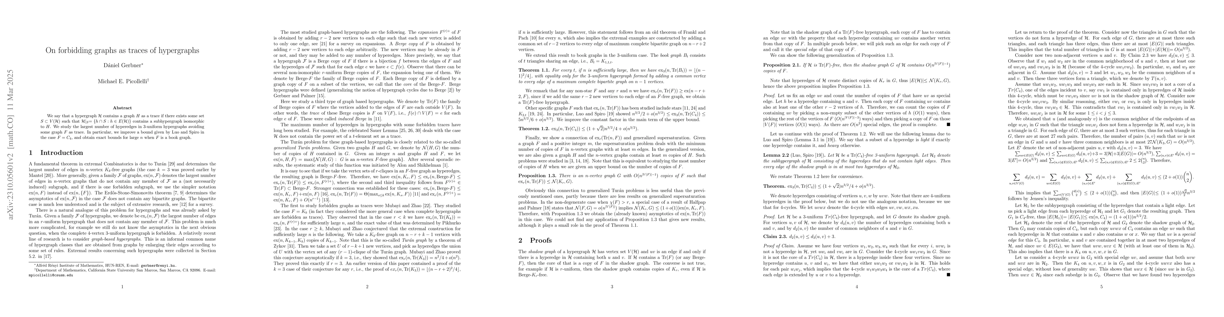Thumbnail for On forbidding graphs as traces of hypergraphs