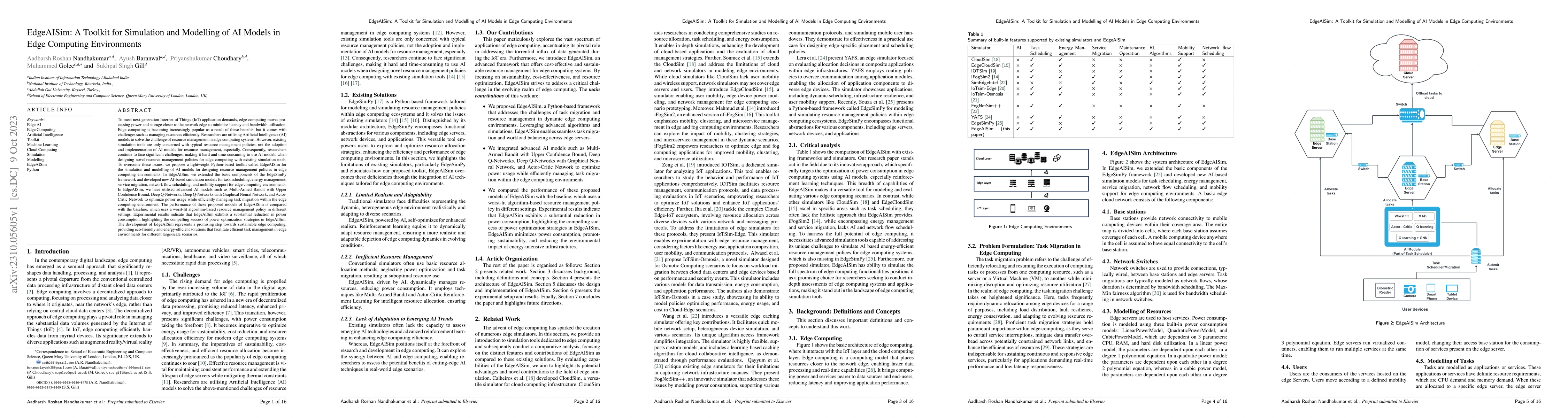 Thumbnail for EdgeAISim: A Toolkit for Simulation and Modelling of AI Models in Edge
  Computing Environments