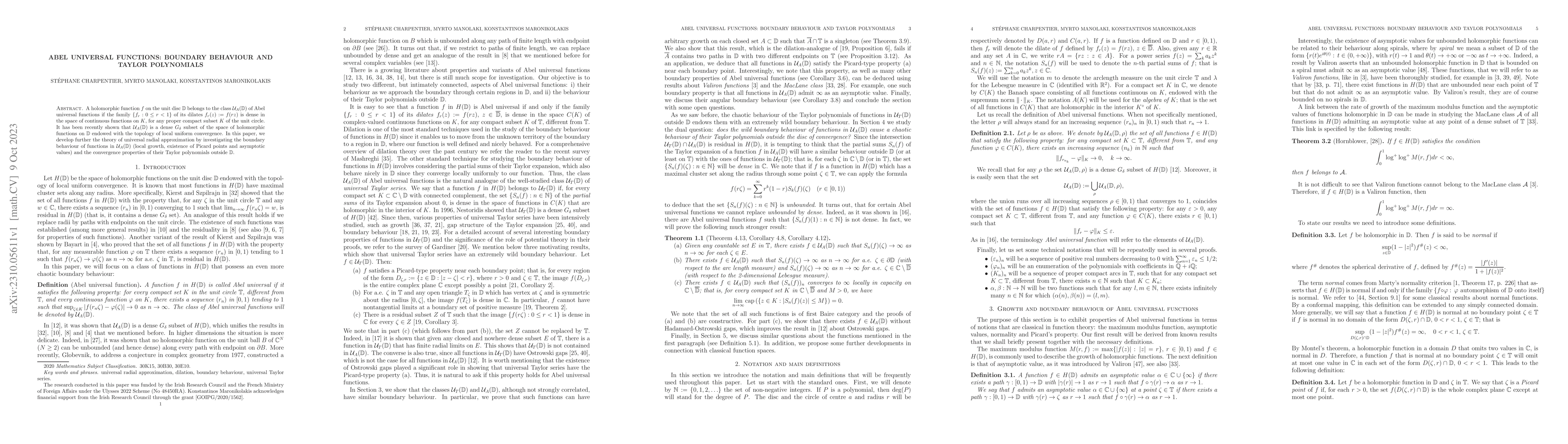 Thumbnail for Abel universal functions: boundary behaviour and Taylor polynomials