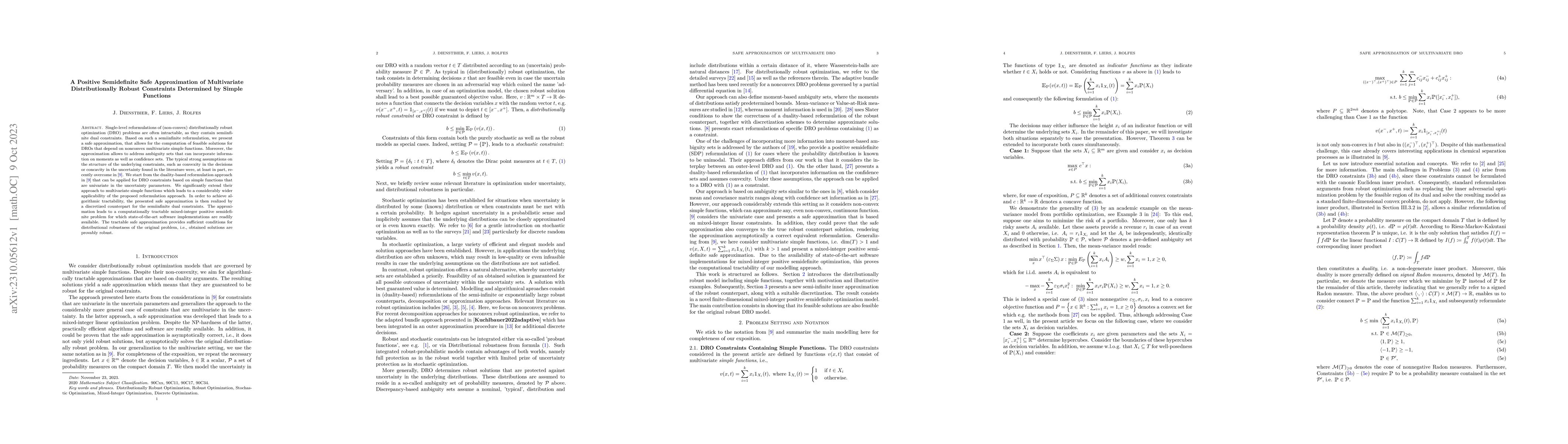 Thumbnail for A Positive Semidefinite Safe Approximation of Multivariate
  Distributionally Robust Constraints Determined by Simple Functions