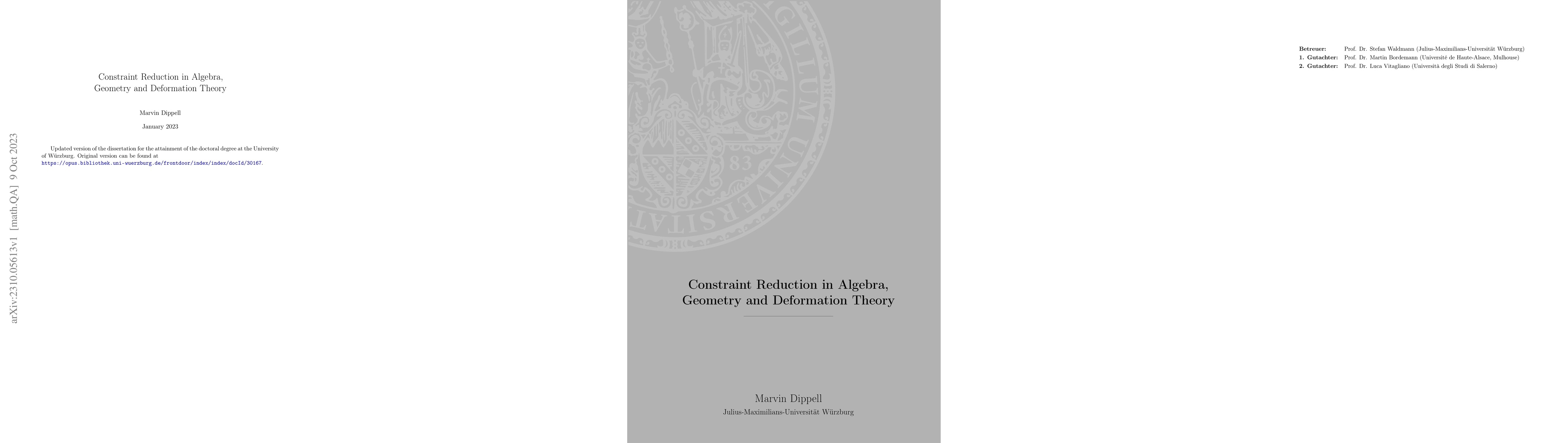 Thumbnail for Constraint Reduction in Algebra, Geometry and Deformation Theory