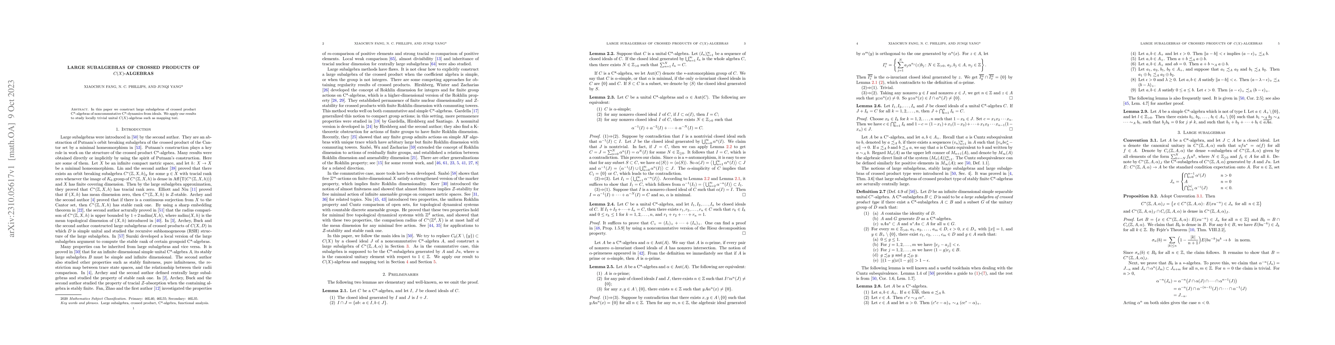 Thumbnail for Large subalgebras of crossed products of $C(X)$-algebras