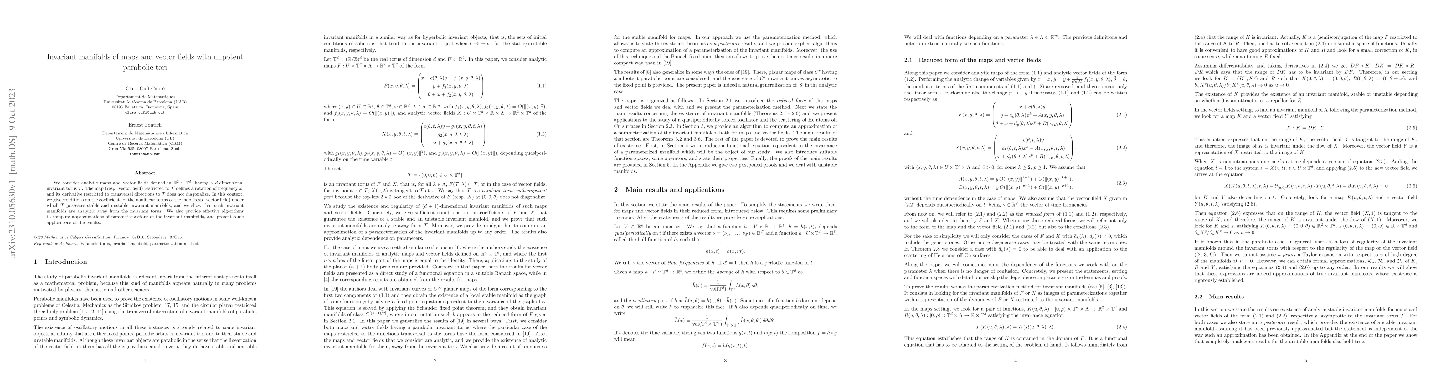 Thumbnail for Invariant manifolds of maps and vector fields with nilpotent parabolic
  tori
