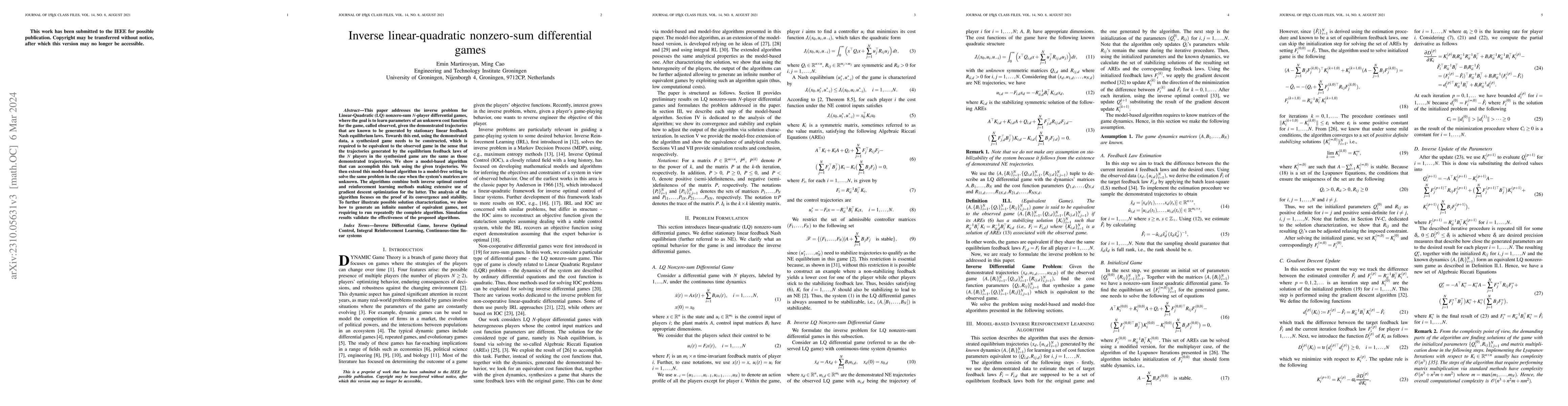 Thumbnail for Inverse linear-quadratic nonzero-sum differential games