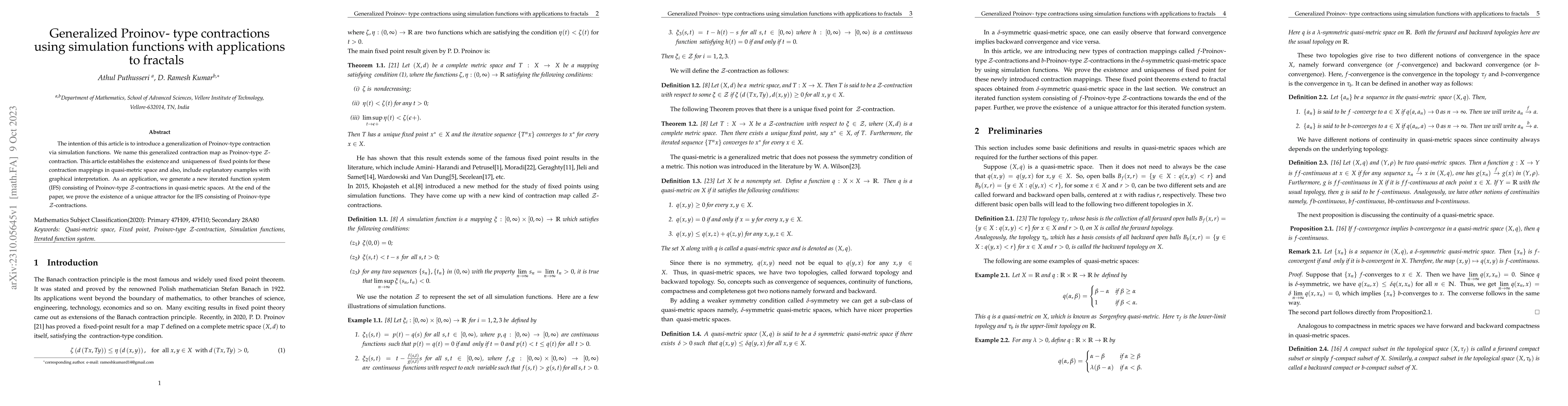 Thumbnail for Generalized Proinov-type contractions using simulation functions with
  applications to fractals