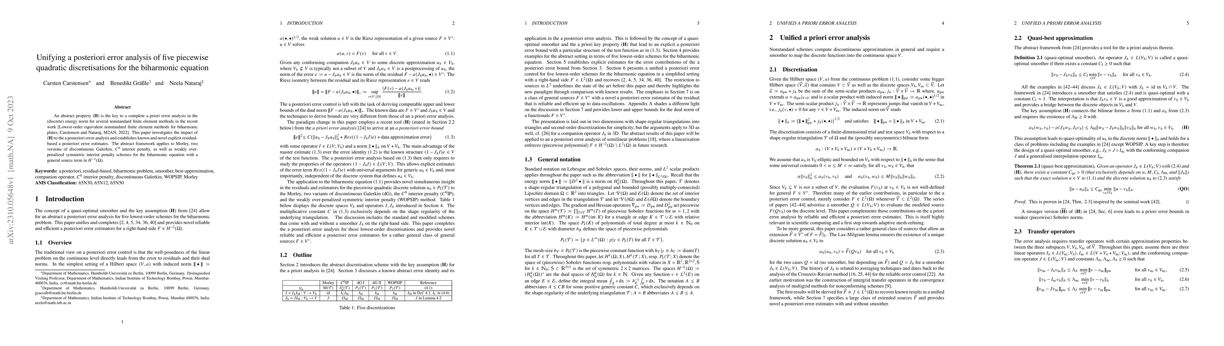 Thumbnail for Unifying a posteriori error analysis of five piecewise quadratic
  discretisations for the biharmonic equation