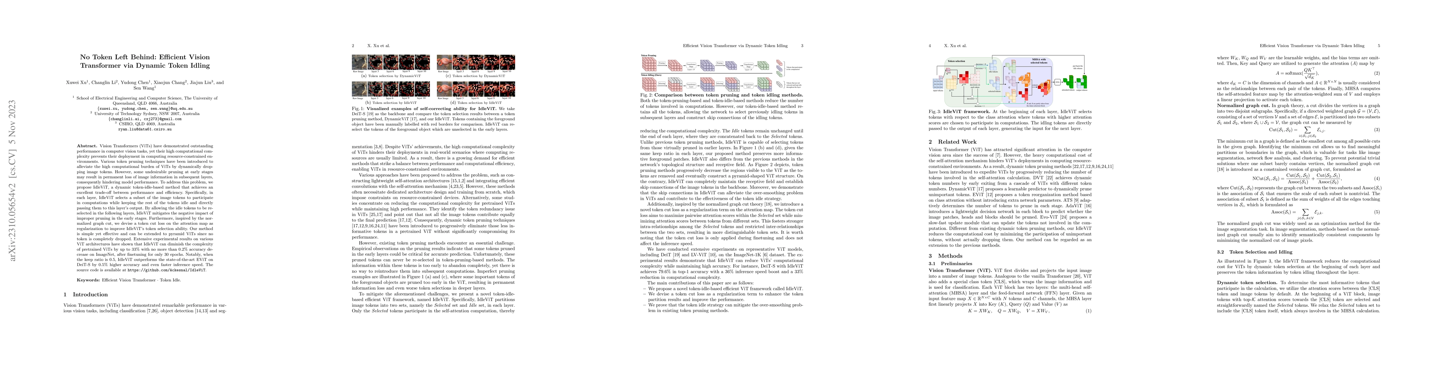 Thumbnail for No Token Left Behind: Efficient Vision Transformer via Dynamic Token
  Idling