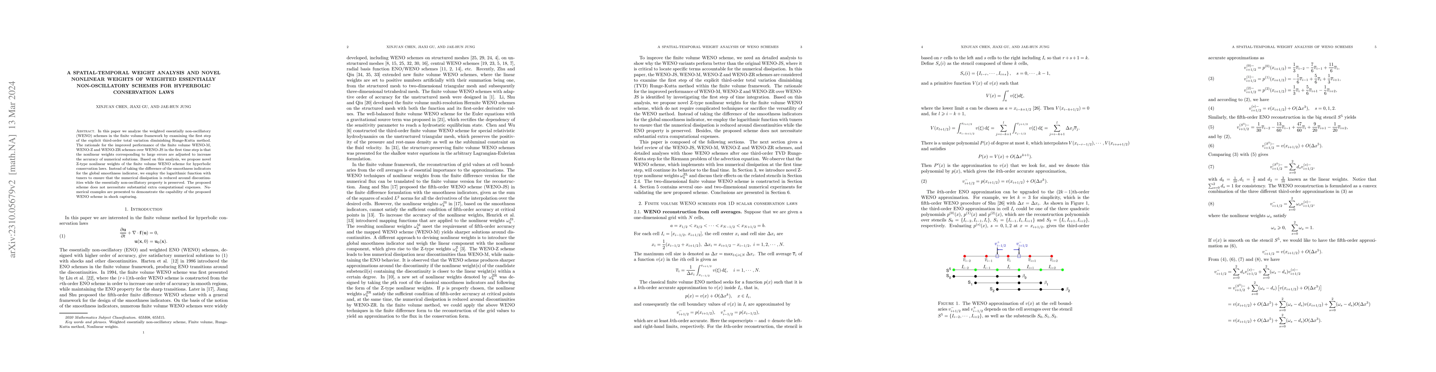 Thumbnail for A spatial-temporal weight analysis and novel nonlinear weights of
  weighted essentially non-oscillatory schemes for hyperbolic conservation laws