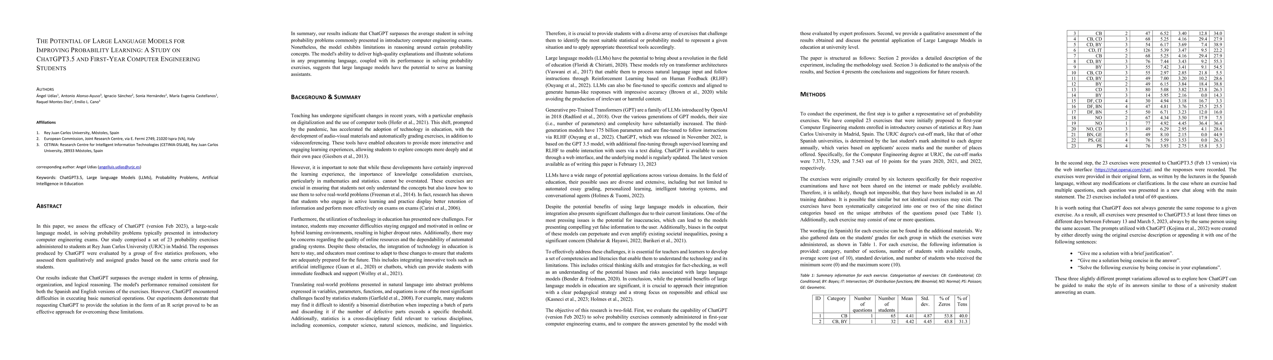 Thumbnail for The potential of large language models for improving probability
  learning: A study on ChatGPT3.5 and first-year computer engineering students