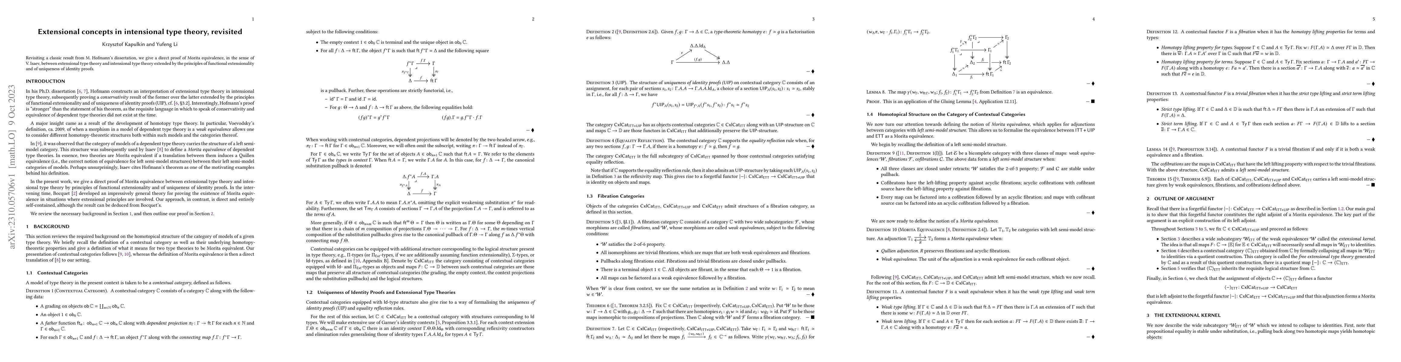 Thumbnail for Extensional concepts in intensional type theory, revisited