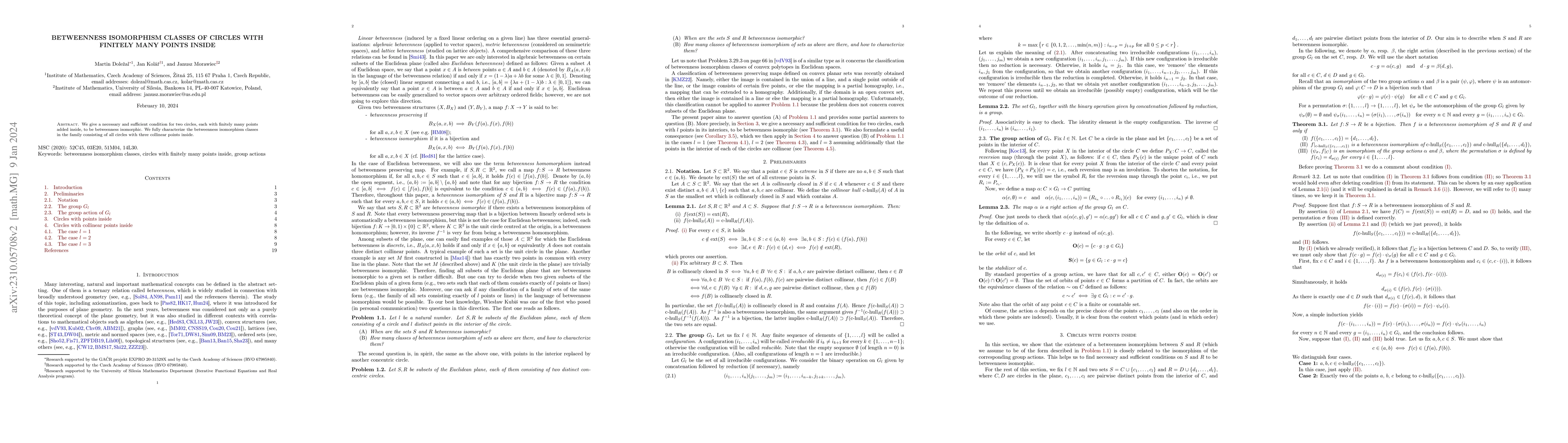 Thumbnail for Betweenness isomorphism classes of circles with finitely many points
  inside