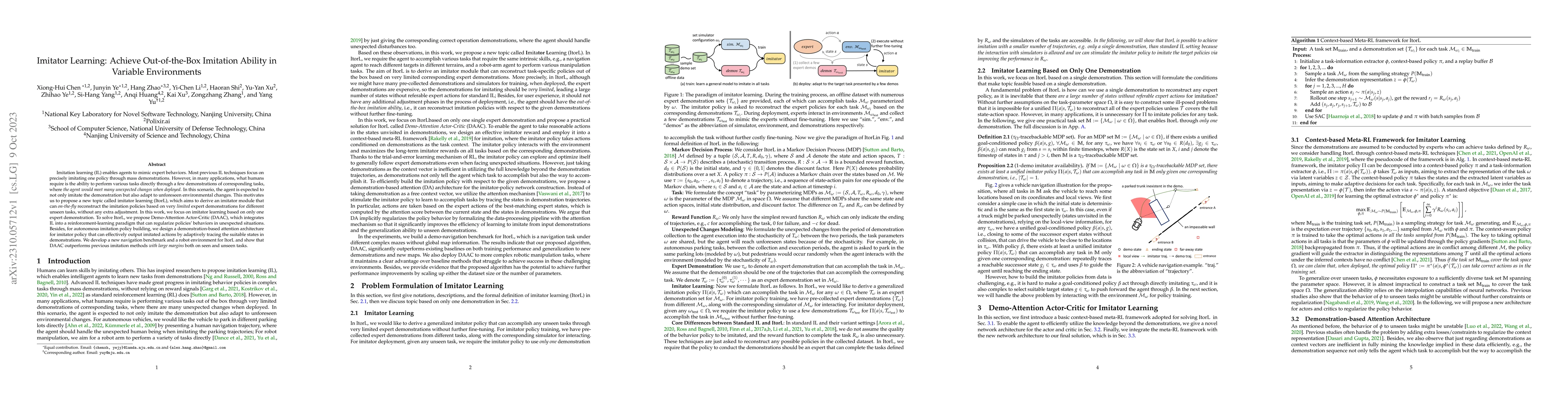 Thumbnail for Imitator Learning: Achieve Out-of-the-Box Imitation Ability in Variable
  Environments