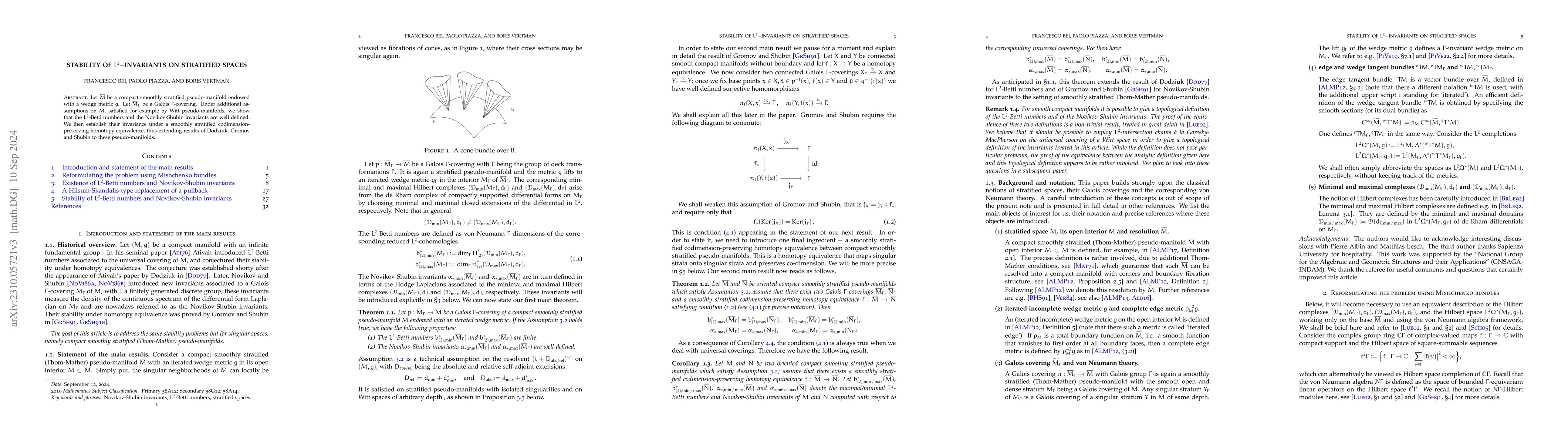 Thumbnail for Stability of $L^2-$invariants on stratified spaces