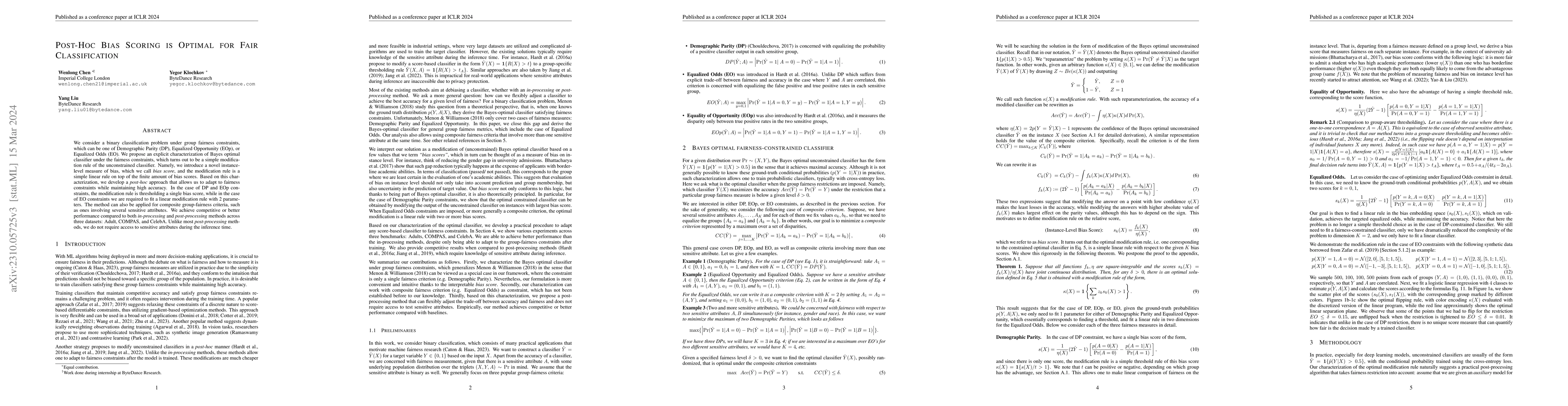 Thumbnail for Post-hoc Bias Scoring Is Optimal For Fair Classification