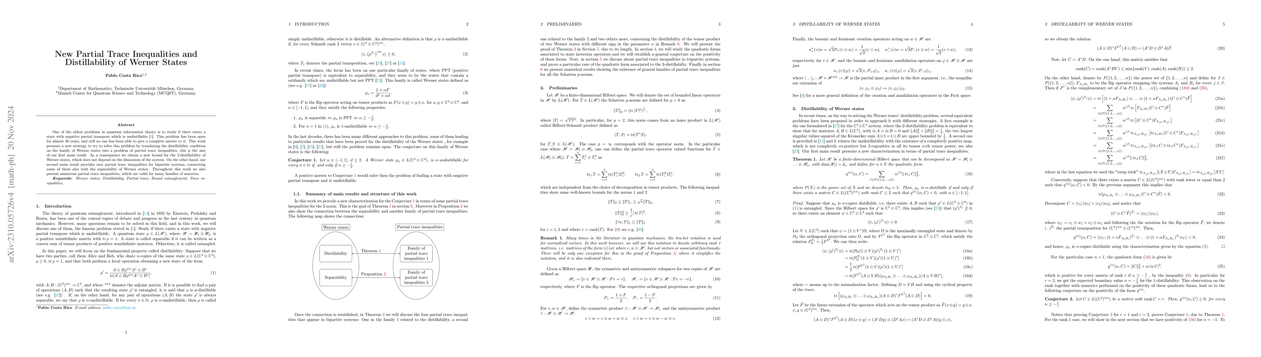 Thumbnail for New Partial Trace Inequalities and Distillability of Werner States