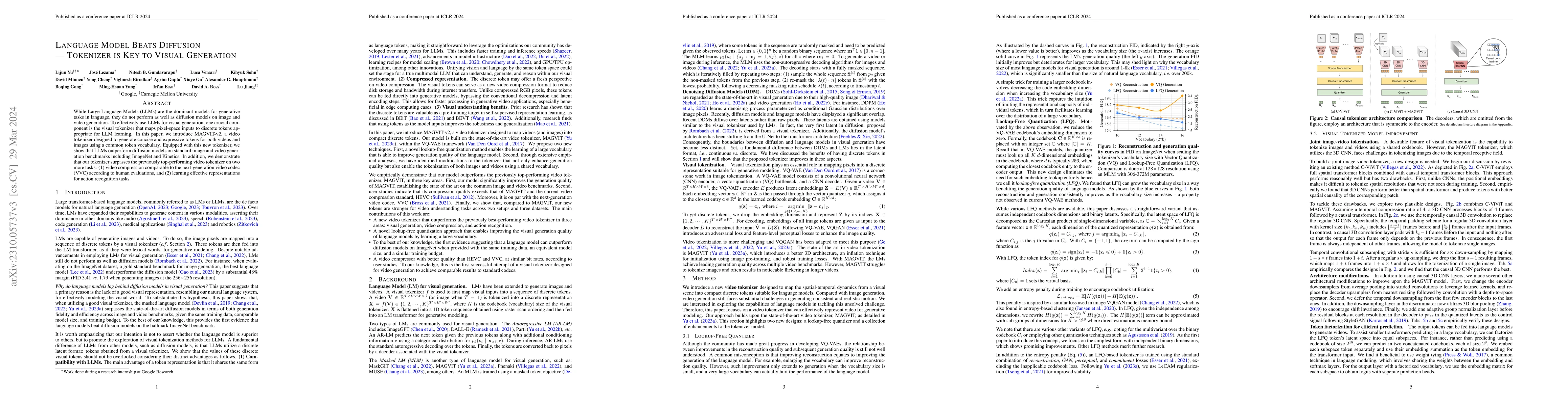 Thumbnail for Language Model Beats Diffusion -- Tokenizer is Key to Visual Generation