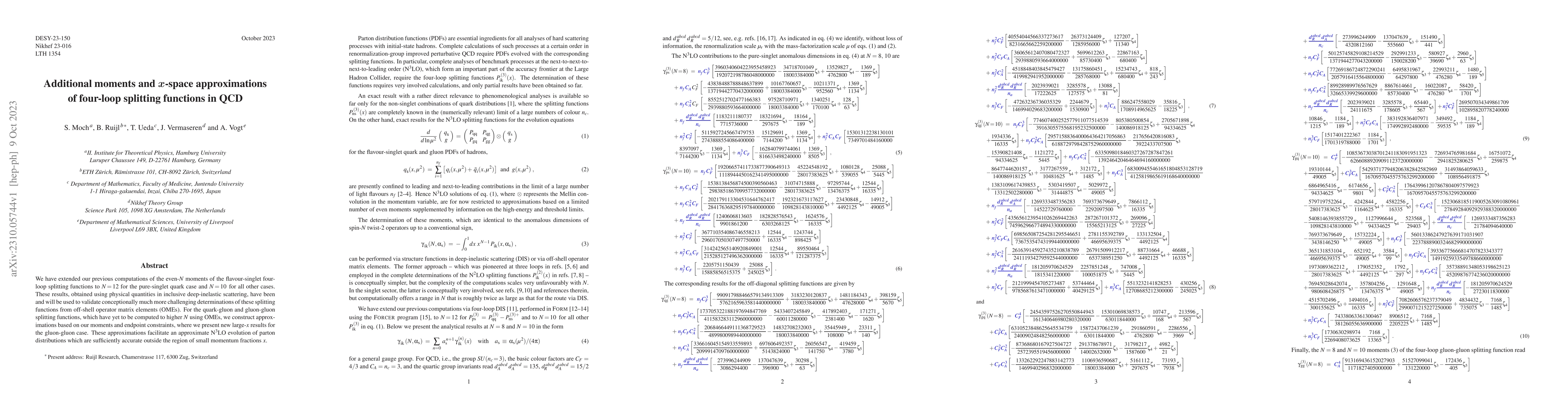 Thumbnail for Additional moments and x-space approximations of four-loop splitting
  functions in QCD