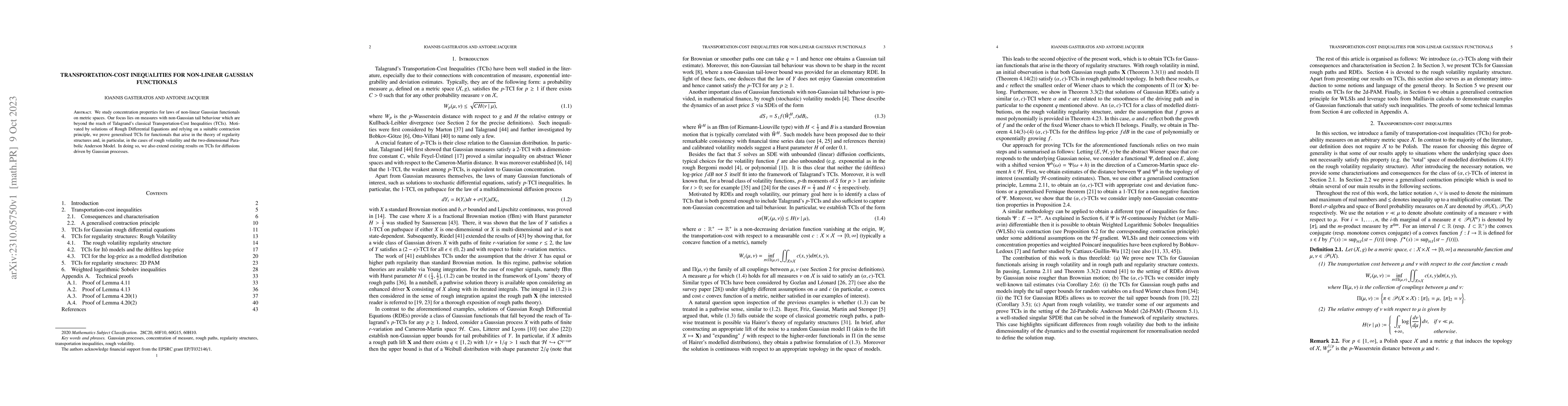 Thumbnail for Transportation-cost inequalities for non-linear Gaussian functionals