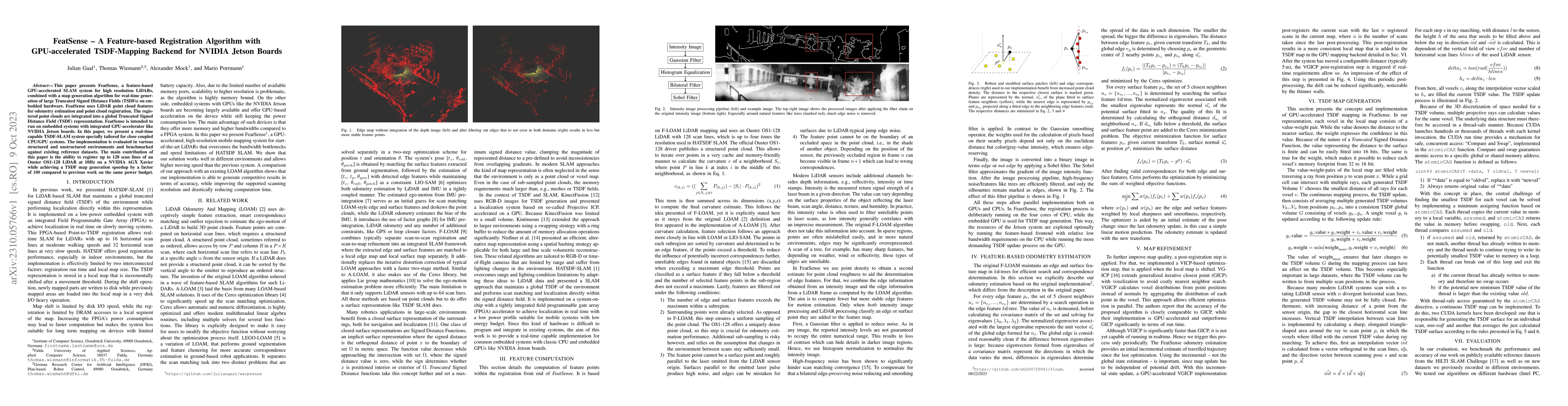 Thumbnail for FeatSense -- A Feature-based Registration Algorithm with GPU-accelerated
  TSDF-Mapping Backend for NVIDIA Jetson Boards