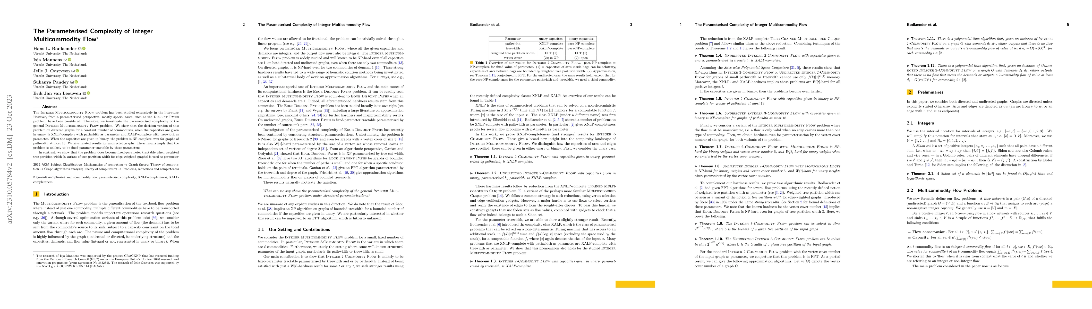 Thumbnail for The Parameterised Complexity of Integer Multicommodity Flow