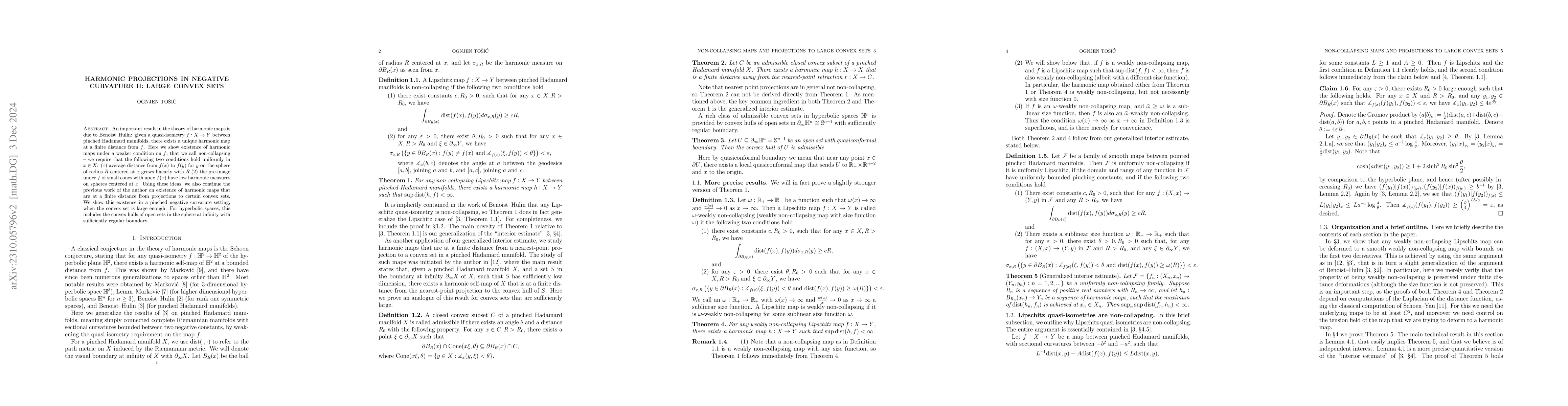 Thumbnail for Harmonic projections in negative curvature II: large convex sets