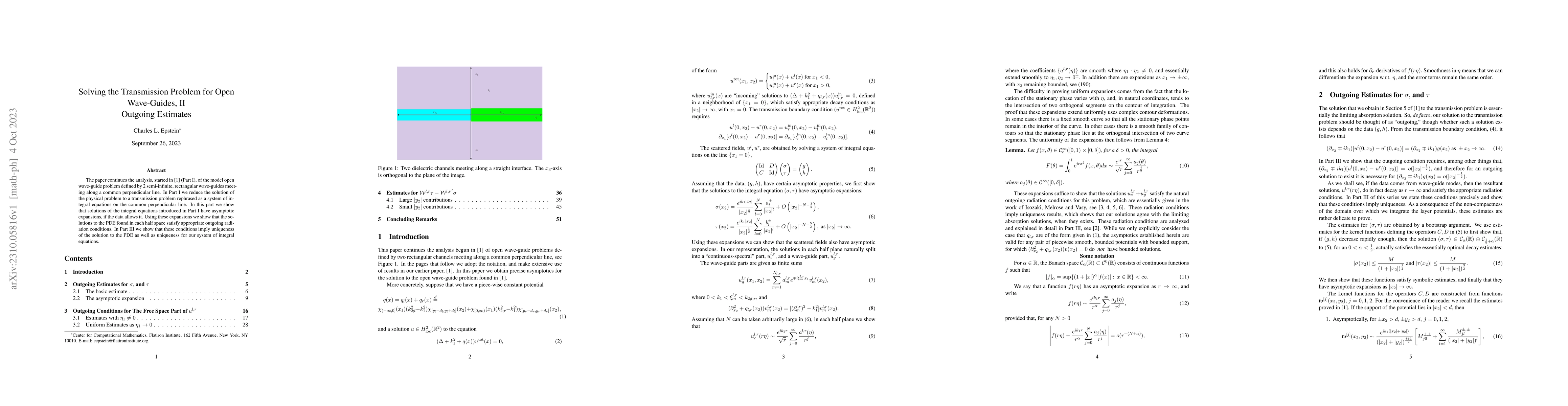 Thumbnail for Solving the Transmission Problem for Open Wave-Guides, II Outgoing
  Estimates