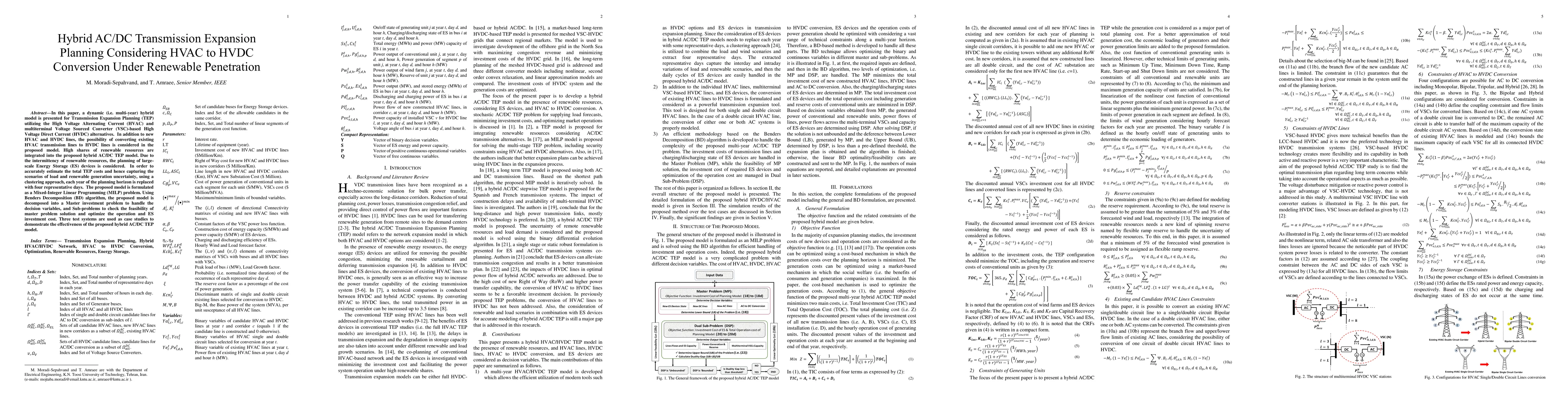 Thumbnail for Hybrid AC/DC Transmission Expansion Planning Considering HVAC to HVDC
  Conversion Under Renewable Penetration