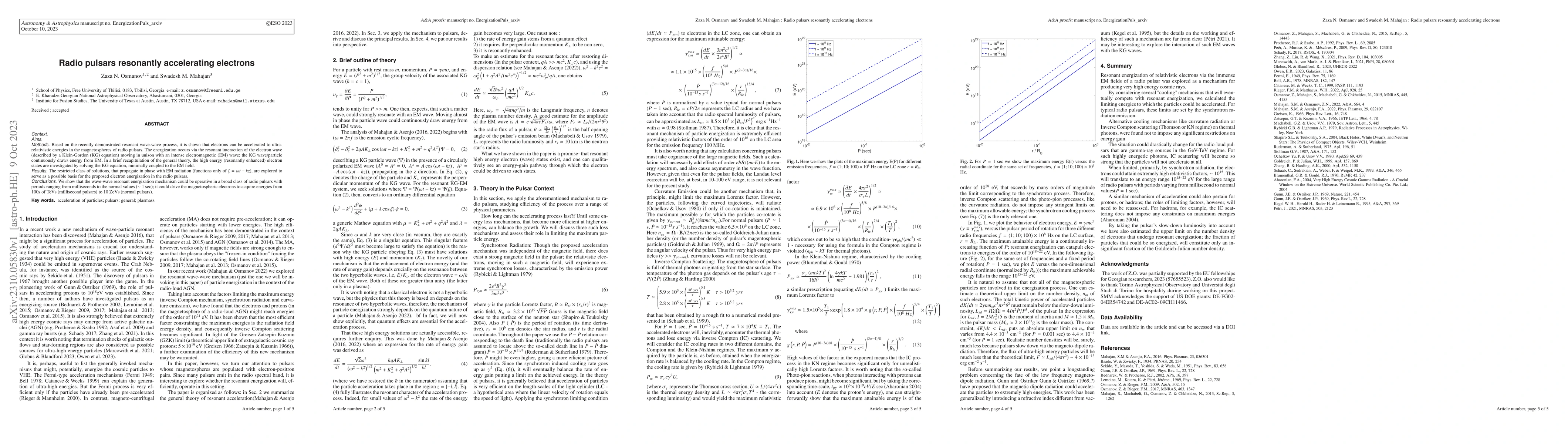 Thumbnail for Radio pulsars resonantly accelerating electrons