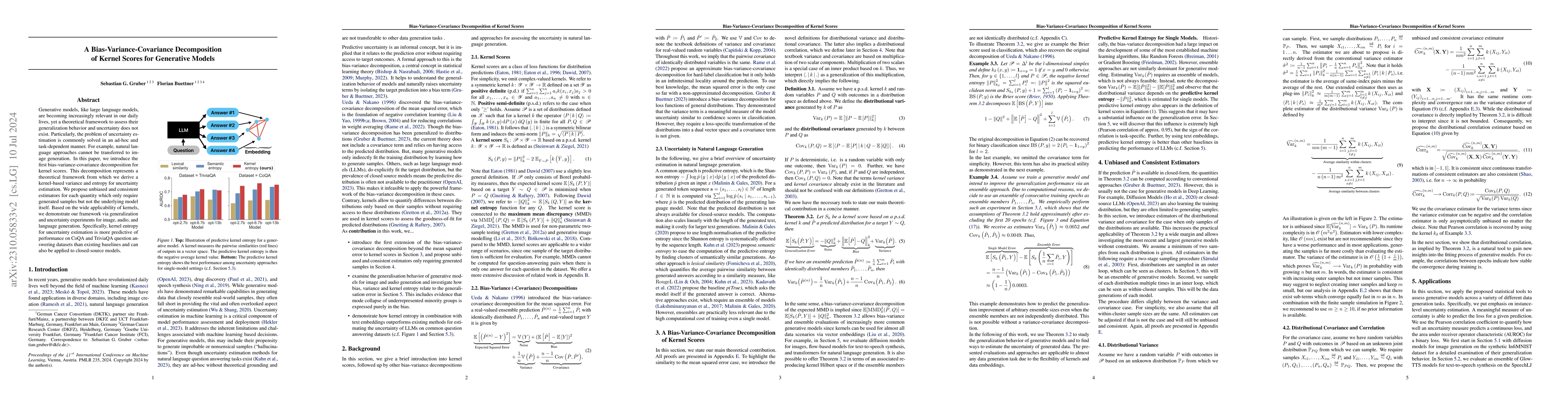 Thumbnail for A Bias-Variance-Covariance Decomposition of Kernel Scores for Generative
  Models