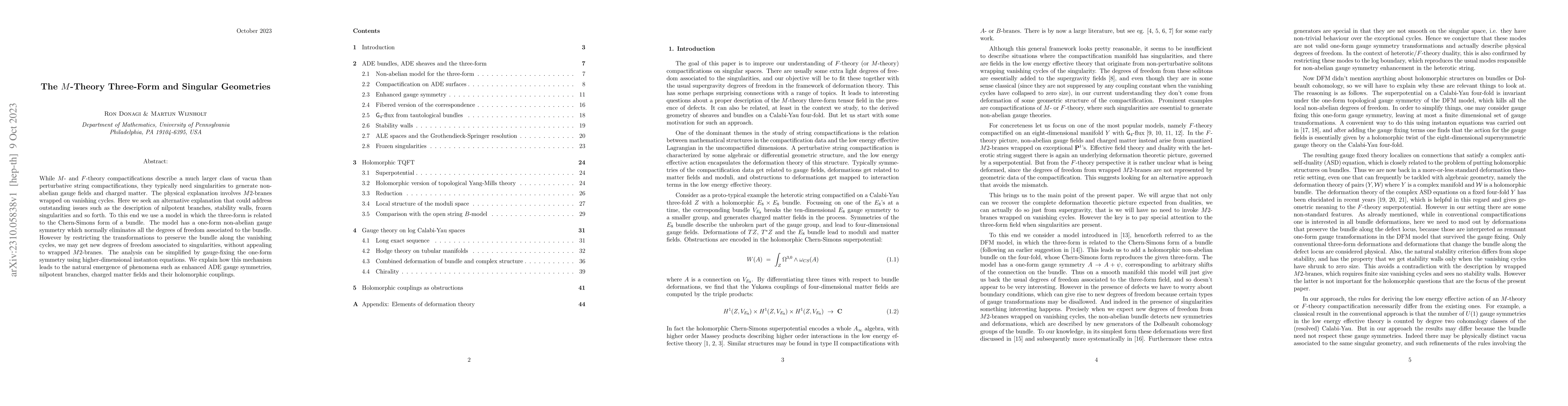 Thumbnail for The M-Theory Three-Form and Singular Geometries