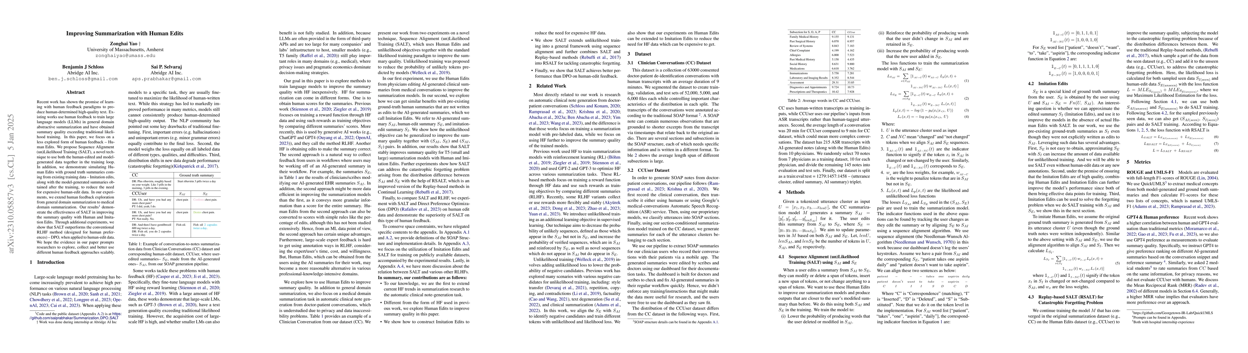 Thumbnail for Improving Summarization with Human Edits