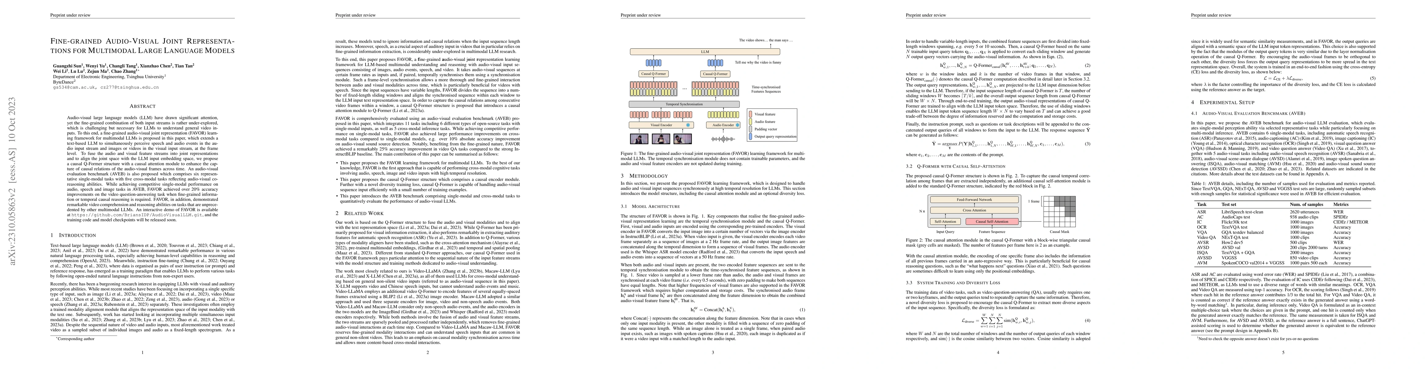 Thumbnail for Fine-grained Audio-Visual Joint Representations for Multimodal Large
  Language Models