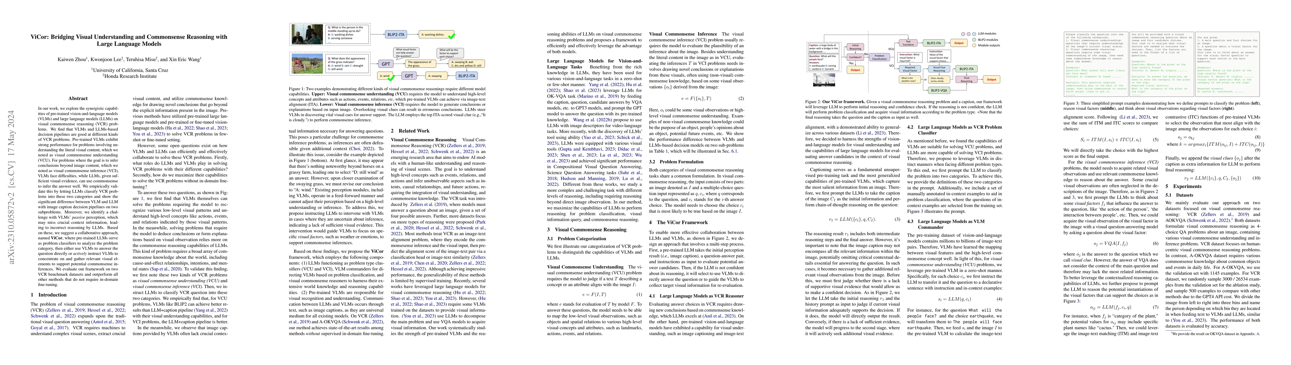Thumbnail for ViCor: Bridging Visual Understanding and Commonsense Reasoning with
  Large Language Models