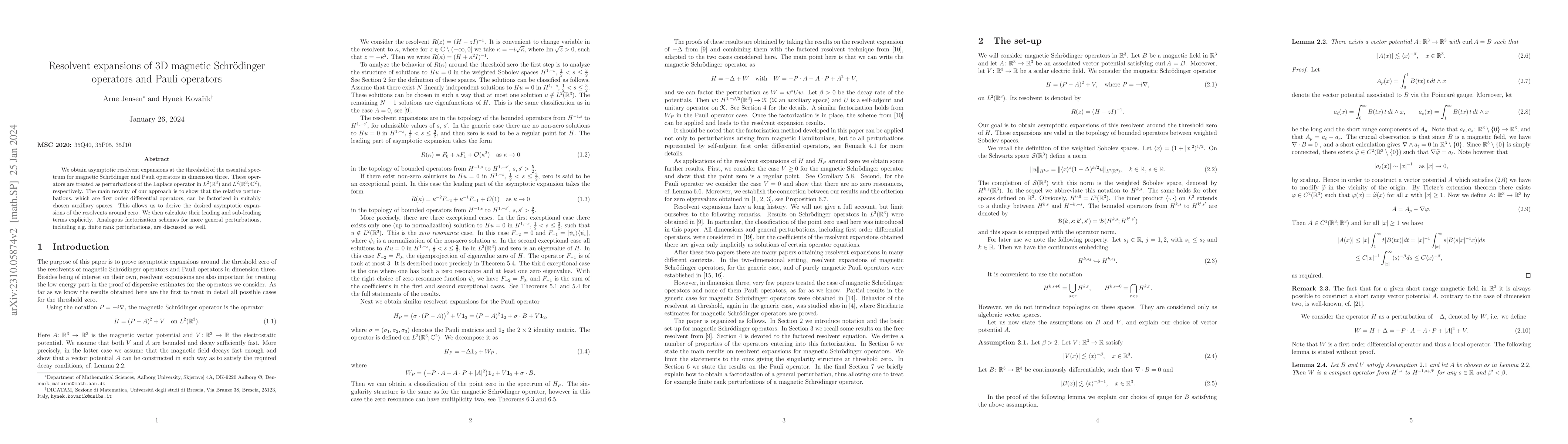 Thumbnail for Resolvent expansions of 3D magnetic Schroedinger operators and Pauli
  operators