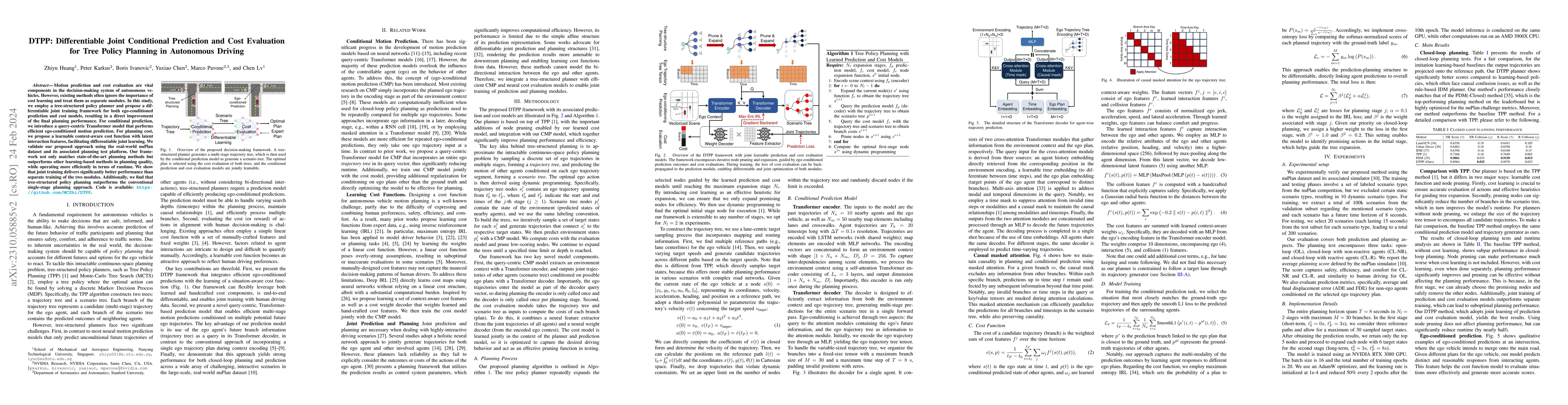 Thumbnail for DTPP: Differentiable Joint Conditional Prediction and Cost Evaluation
  for Tree Policy Planning in Autonomous Driving