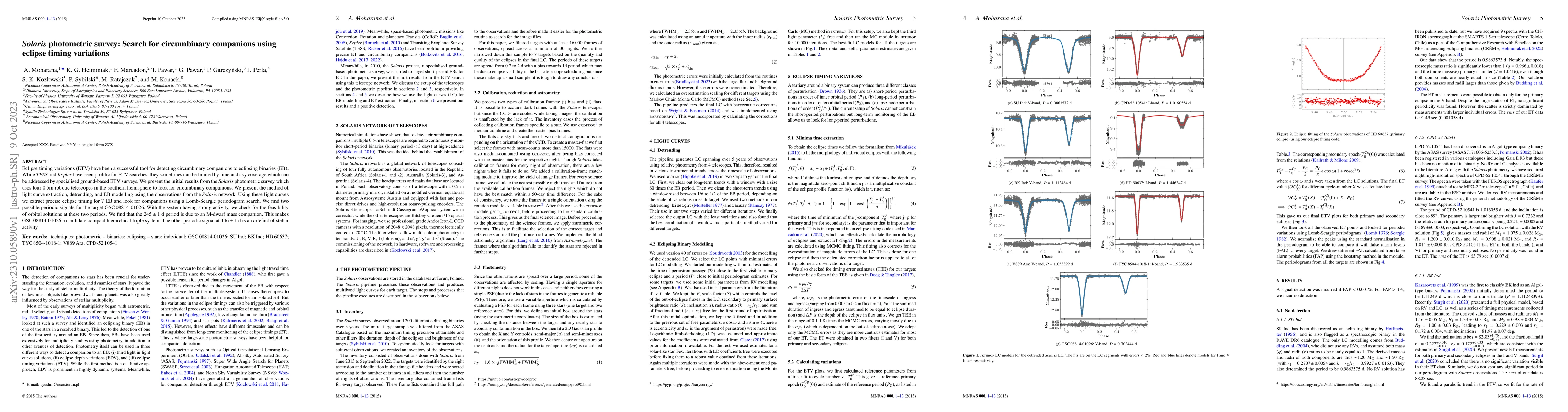Thumbnail for Solaris photometric survey: Search for circumbinary companions using
  eclipse timing variations