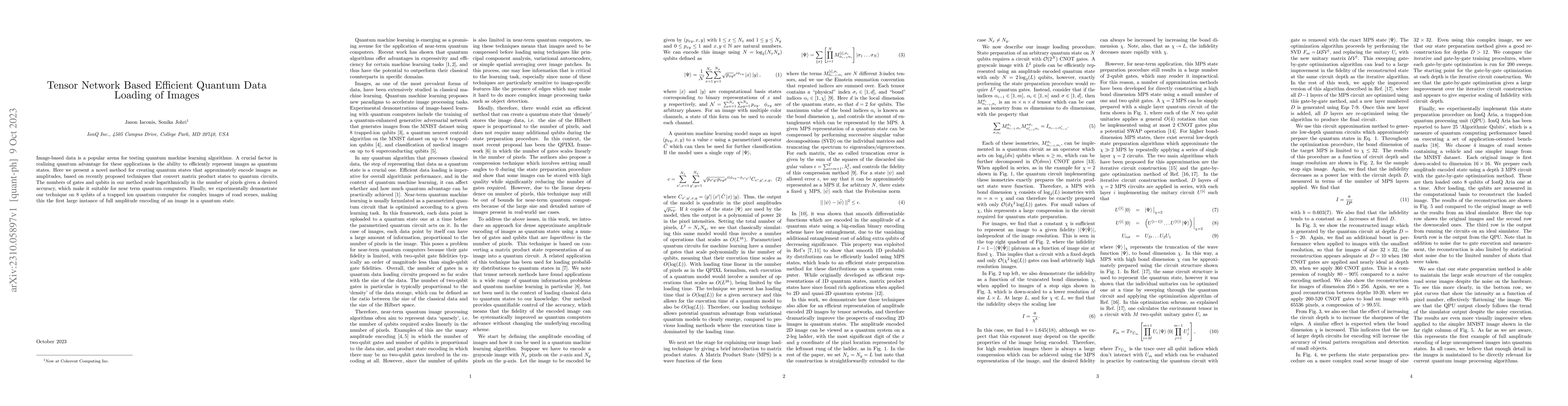 Thumbnail for Tensor Network Based Efficient Quantum Data Loading of Images
