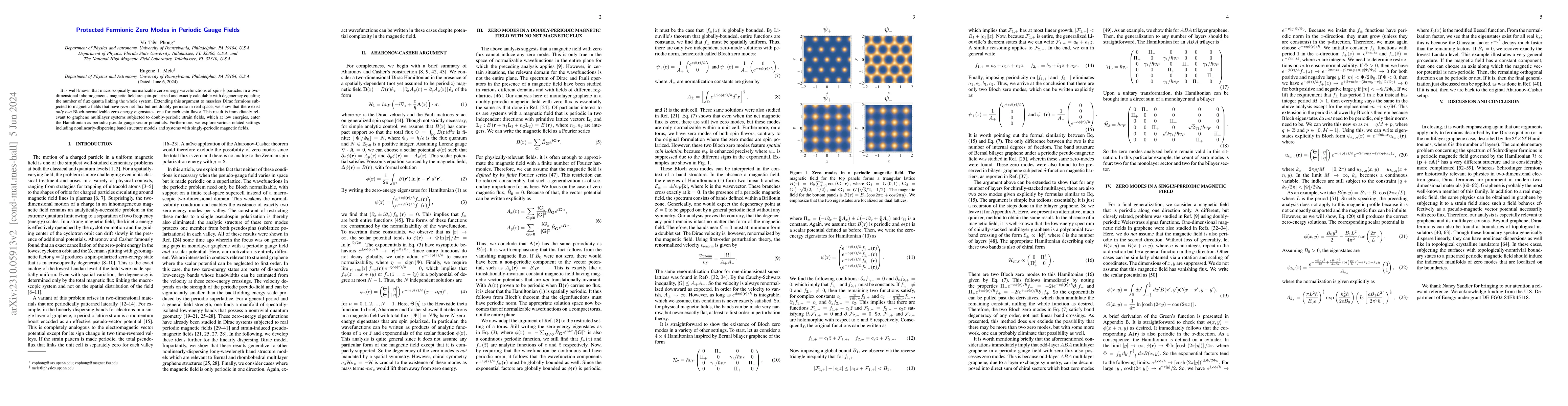 Thumbnail for Protected Fermionic Zero Modes in Periodic Gauge Fields