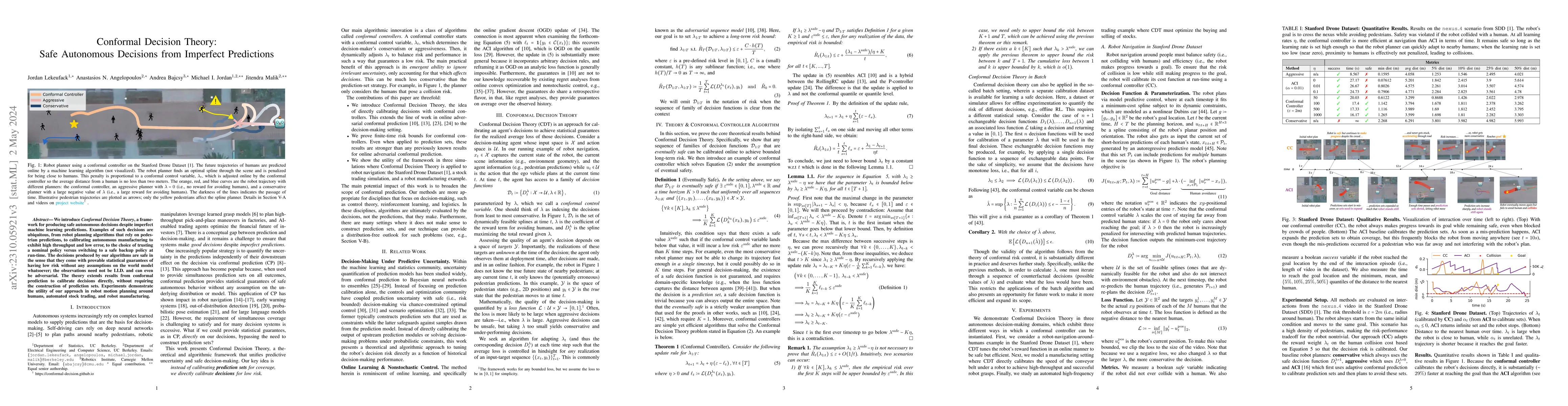 Thumbnail for Conformal Decision Theory: Safe Autonomous Decisions from Imperfect
  Predictions