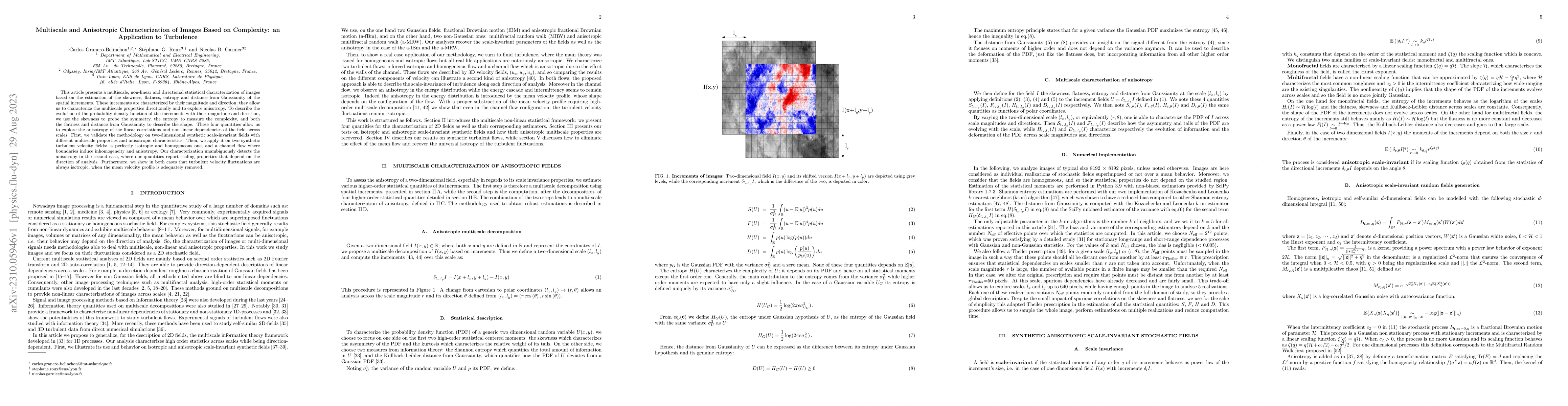Thumbnail for Multiscale and Anisotropic Characterization of Images Based on
  Complexity: an Application to Turbulence