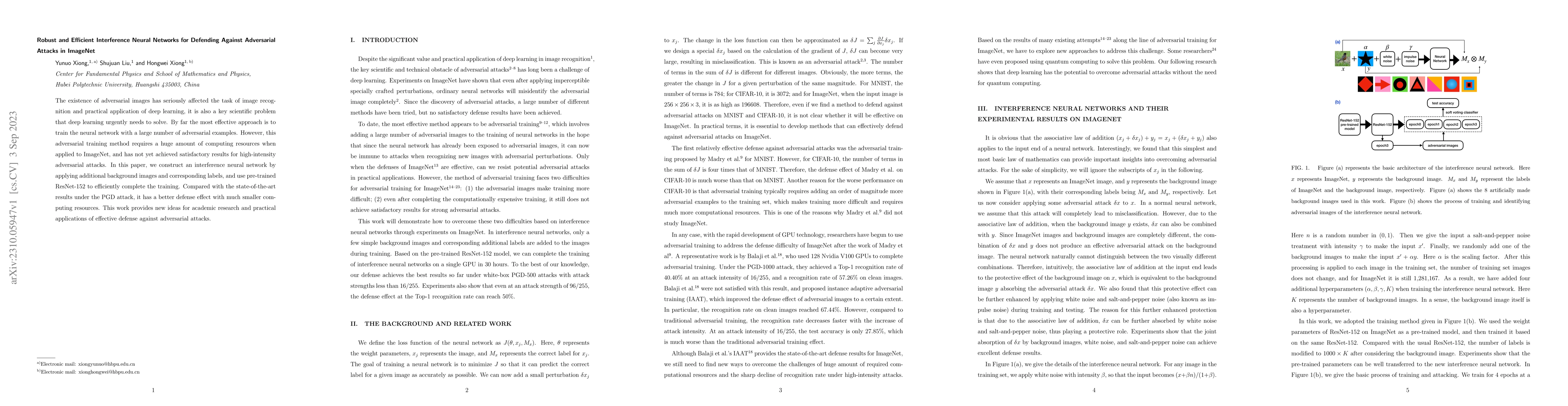Thumbnail for Robust and Efficient Interference Neural Networks for Defending Against
  Adversarial Attacks in ImageNet