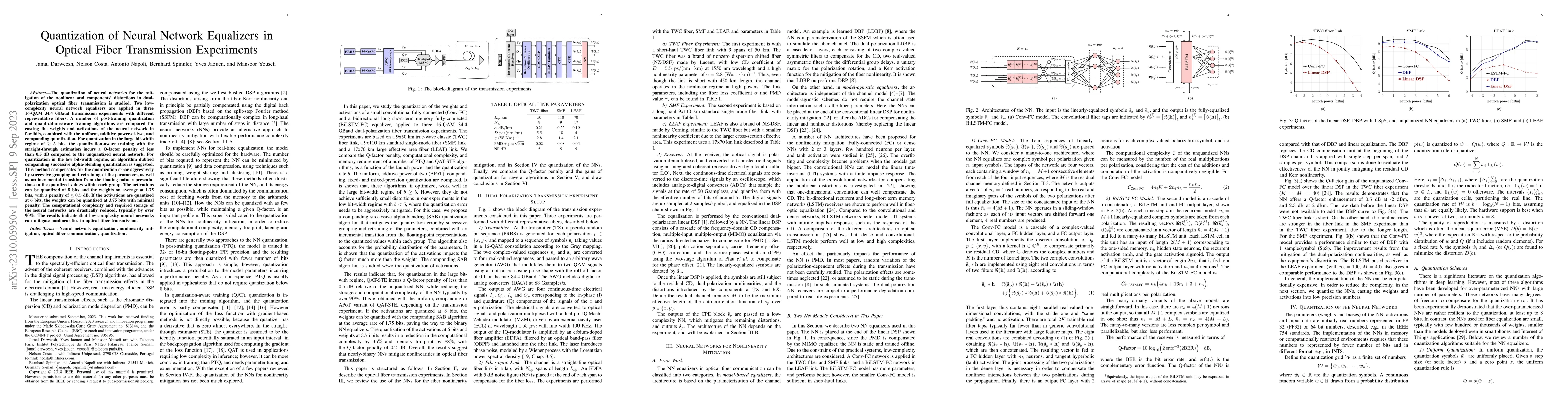 Thumbnail for Quantization of Neural Network Equalizers in Optical Fiber Transmission
  Experiments