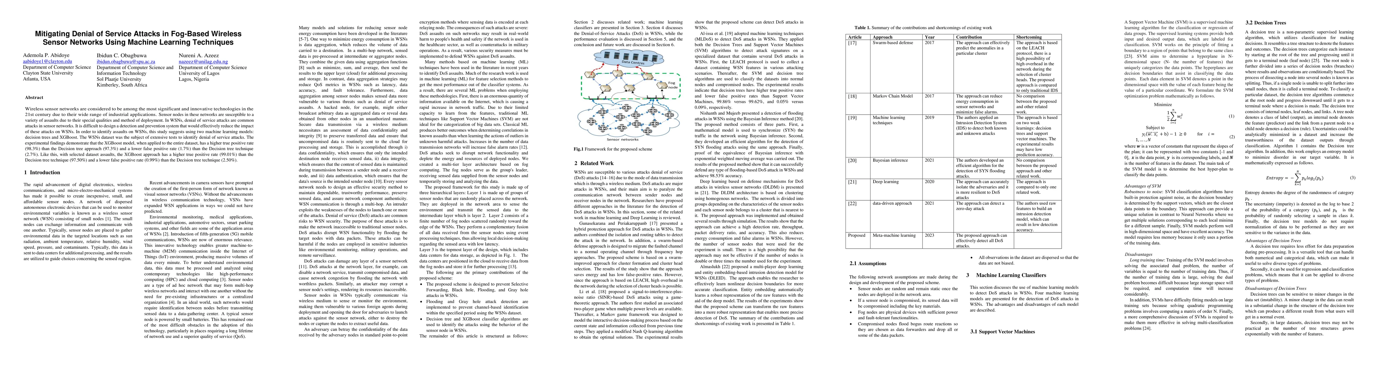Thumbnail for Mitigating Denial of Service Attacks in Fog-Based Wireless Sensor
  Networks Using Machine Learning Techniques