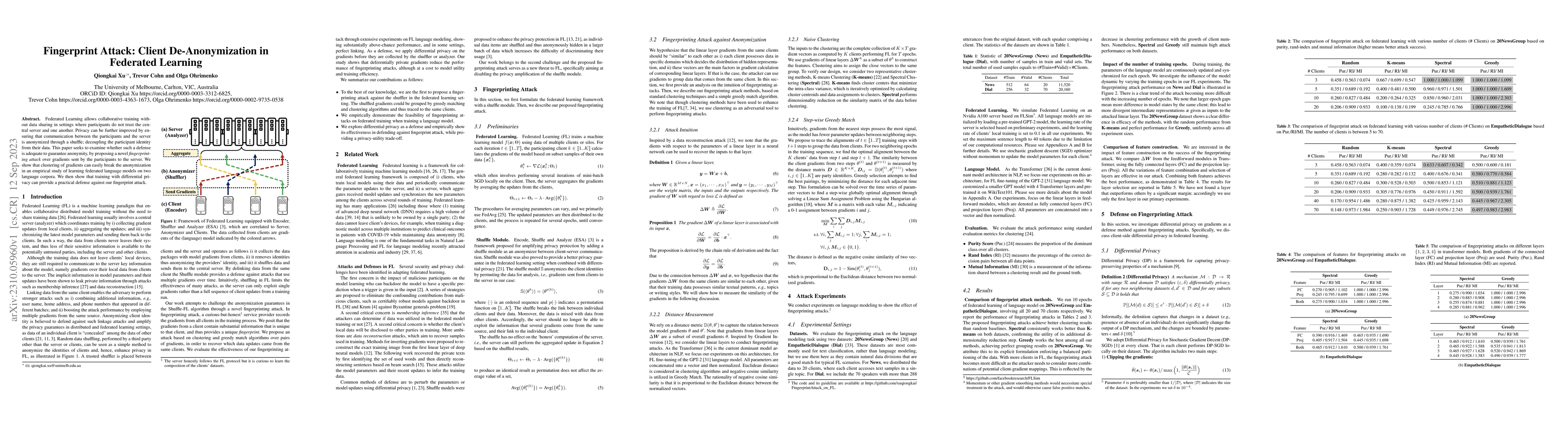 Thumbnail for Fingerprint Attack: Client De-Anonymization in Federated Learning