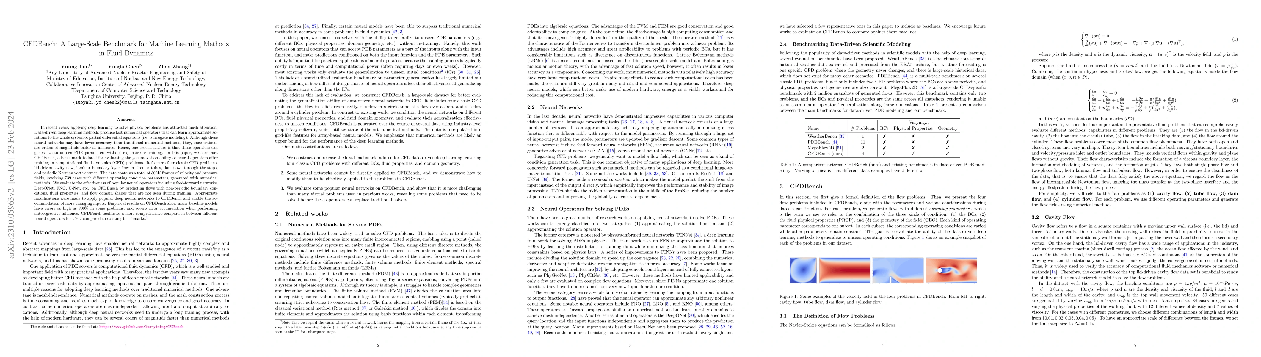 Thumbnail for CFDBench: A Large-Scale Benchmark for Machine Learning Methods in Fluid
  Dynamics