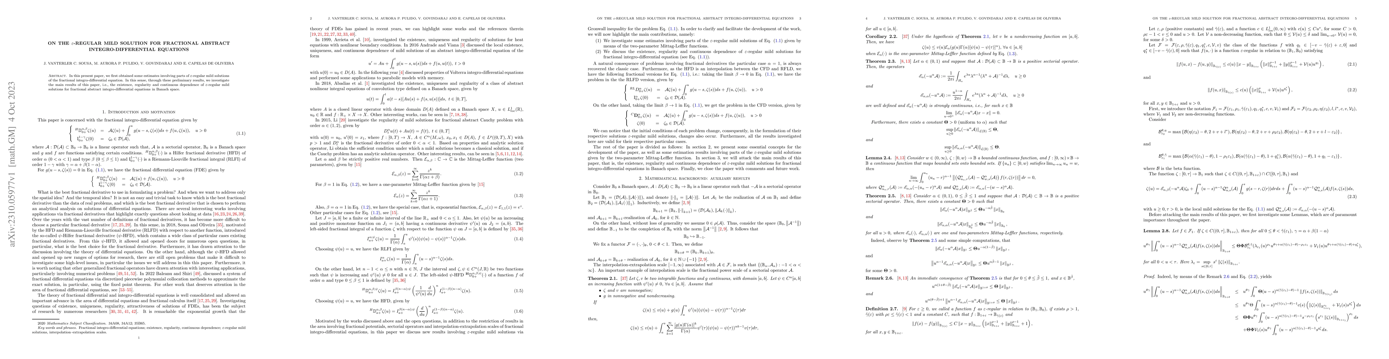 Thumbnail for On the $\varepsilon$-regular mild solution for fractional abstract
  integro-differential equations